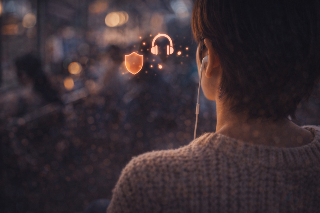 이어폰을 끼고 아무 음악도 틀지 않는 날, 마음이 조용함을 먼저 원하는 상태일 수 있다